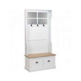 Appendiabiti con ripiano Alexandra House Living Bianco Marrone Lega di Zinco Legno MDF 39 x 184 x 92 cm