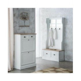 Appendiabiti con ripiano Alexandra House Living Bianco Marrone Lega di Zinco Legno MDF 39 x 184 x 92 cm