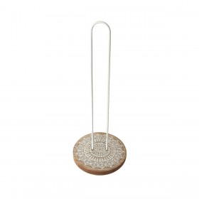 Portarotolo di Carta da Cucina Versa Mandala Metallo Acciaio Legno MDF 13 x 31 x 13 cm