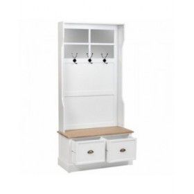 Appendiabiti con ripiano Alexandra House Living Bianco Marrone Lega di Zinco Legno MDF 39 x 184 x 92 cm