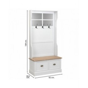 Appendiabiti con ripiano Alexandra House Living Bianco Marrone Lega di Zinco Legno MDF 39 x 184 x 92 cm