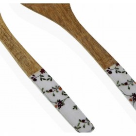 Set di Utensili da Cucina Versa Fiori Campo Bambù Porcellana Legno di mango