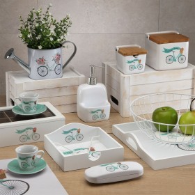 Portasale con Coperchio Versa Bicicletta Ceramica Dolomite 12,2 x 11,5 x 12,2 cm