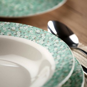 Set di Stoviglie Versa Bellis Fiori 18 Pezzi Porcellana