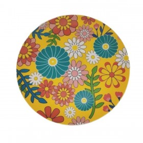 Piatto da pranzo Versa Giallo Polietilene RPET Fiori Ø 25 cm