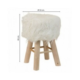 Sgabello Alexandra House Living Bianco Stoffa Bambù Pino Spugna Legno MDF 32 x 44 x 32 cm