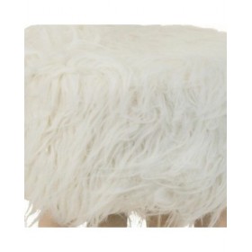 Sgabello Alexandra House Living Bianco Stoffa Bambù Pino Spugna Legno MDF 32 x 44 x 32 cm