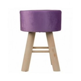 Sgabello Alexandra House Living Porpora Velluto Bambù Pino Spugna Legno MDF 32 x 44 x 32 cm