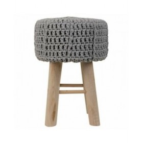 Sgabello Alexandra House Living Grigio Bambù Pino Spugna Legno MDF 32 x 44 x 32 cm