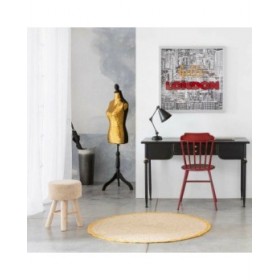Sgabello Alexandra House Living Marrone Bambù Pino Spugna Legno MDF 32 x 44 x 32 cm