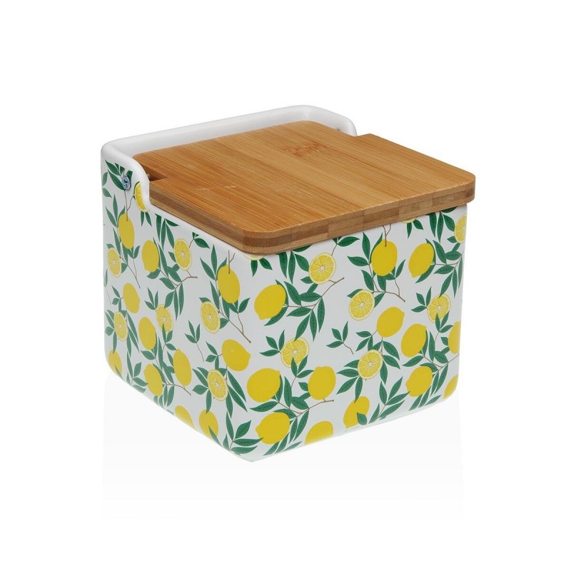Portasale con Coperchio Versa Ceramica Dolomite Limone 12,2 x 11,5 x 12,2 cm
