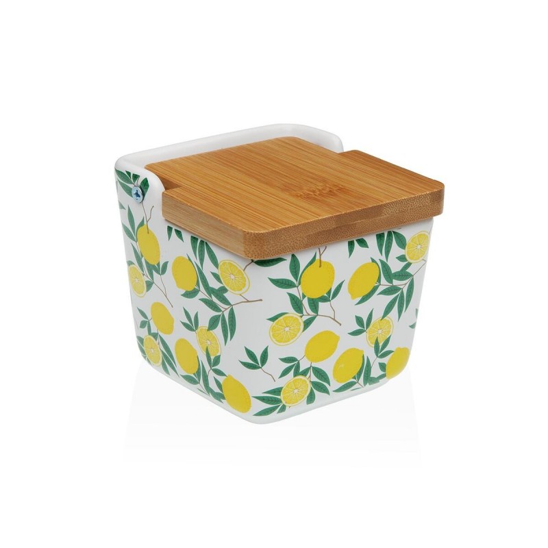 Portasale con Coperchio Versa Ceramica Limone 8,8 x 8,5 x 8,8 cm
