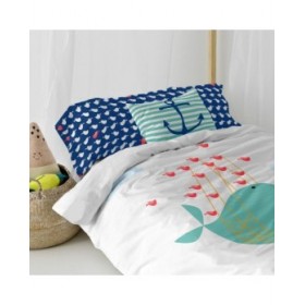 Set di copripiumino HappyFriday Moshi Moshi Whale Multicolore Singolo 2 Pezzi