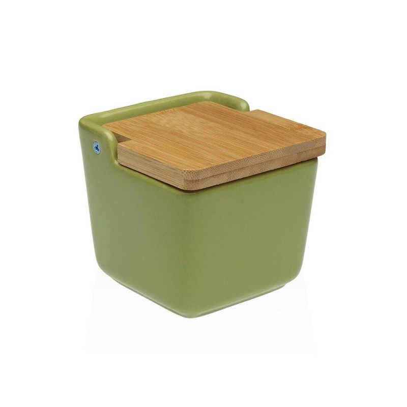Portasale con Coperchio Versa Verde Ceramica 8,8 x 8,5 x 8,8 cm