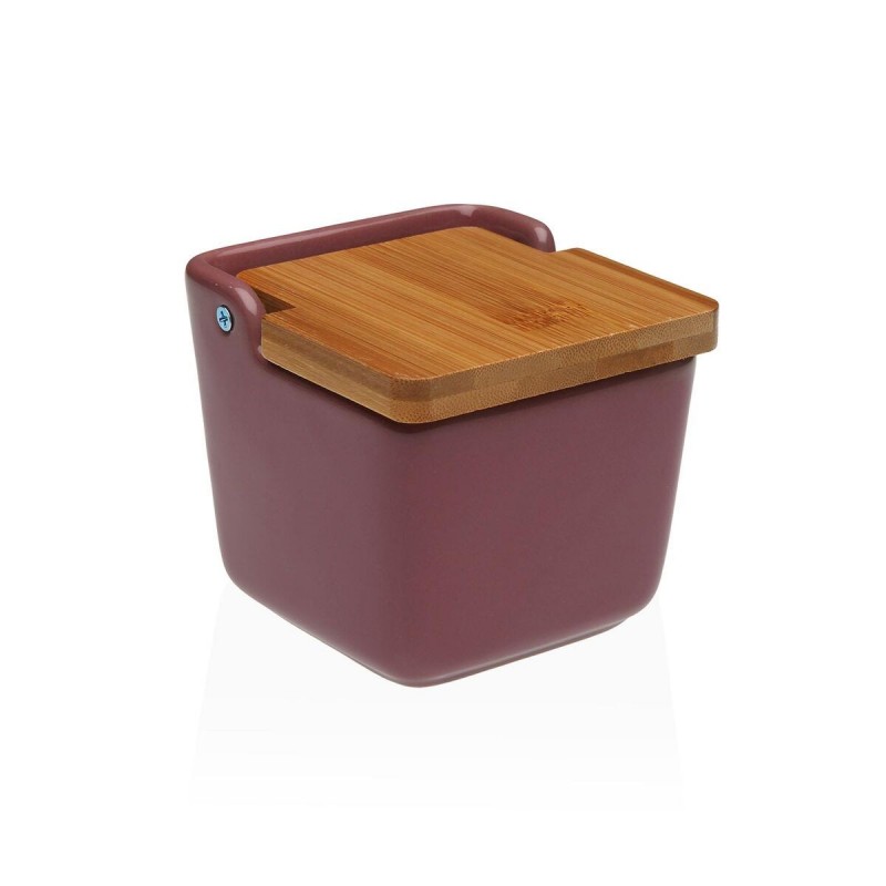 Portasale con Coperchio Versa BURGUNDY Ceramica 8,8 x 8,5 x 8,8 cm