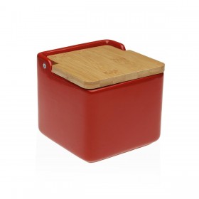 Portasale con Coperchio Versa Rosso Ceramica 12,2 x 11,5 x 12,2 cm