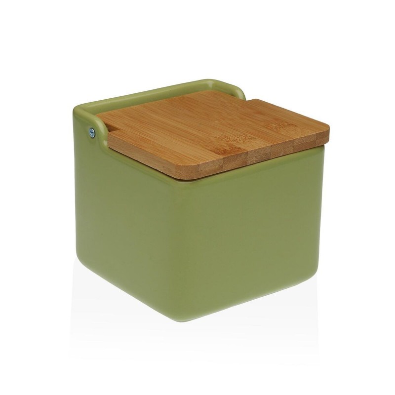 Portasale con Coperchio Versa Verde Ceramica 12,2 x 11,5 x 12,2 cm