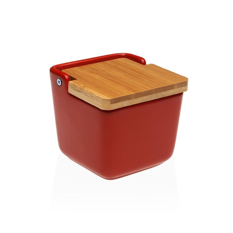 Portasale con Coperchio Versa Rosso Ceramica 8,8 x 8,5 x 8,8 cm