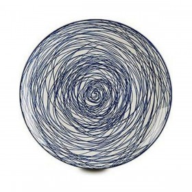 Piatto da pranzo Righe Azzurro Bianco Porcellana 24 x 2,8 x 24 cm