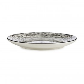 Piatto da pranzo Righe Bianco Nero Porcellana 24 x 2,8 x 24 cm