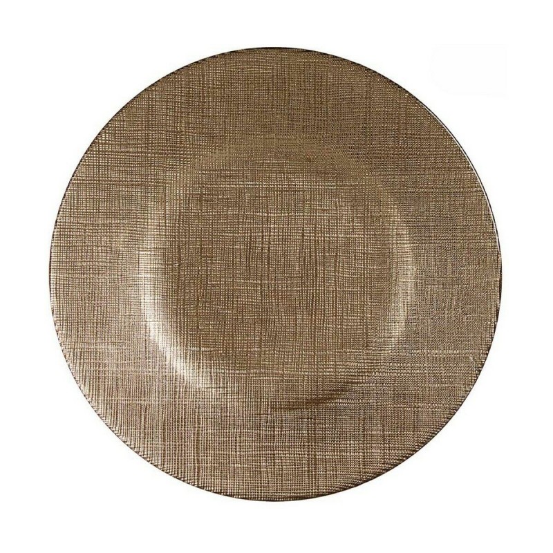 Piatto da pranzo Vivalto 3239121P-5 Dorato Vetro 21 x 2 x 21 cm