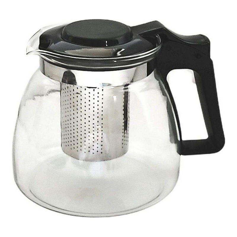 Teiera Nero Trasparente Argentato Vetro Plastica 900 ml