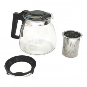 Teiera Nero Trasparente Argentato Vetro Plastica 900 ml