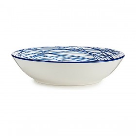 Piatto Fondo Righe Porcellana Azzurro Bianco 6 Unità (20 x 4,7 x 20 cm)