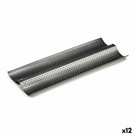 Stampo per Baguette Kinvara CK62863-21 Grigio scuro Metallo Acciaio al carbonio 16 x 2,5 x 38 cm Pane (12 Unità)