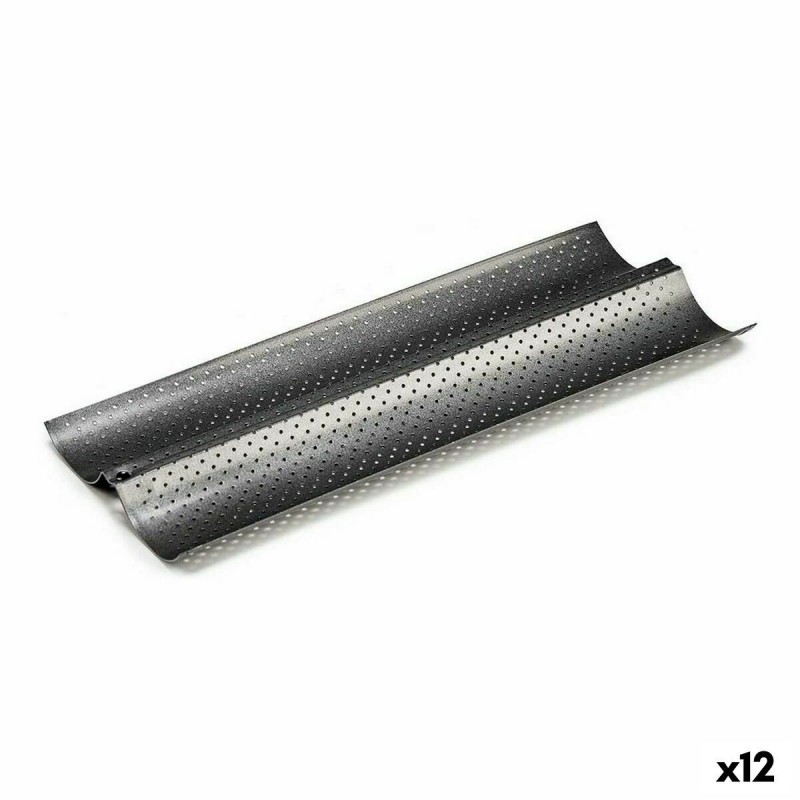 Stampo per Baguette Kinvara CK62863-21 Grigio scuro Metallo Acciaio al carbonio 16 x 2,5 x 38 cm Pane (12 Unità)