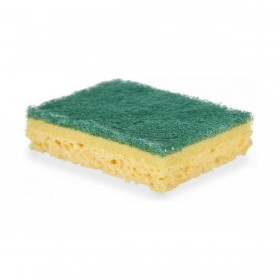 Set di spugne Fibra abrasiva Giallo Verde Cellulosa 9 x 5,5 x 2,5 cm (14 Unità)