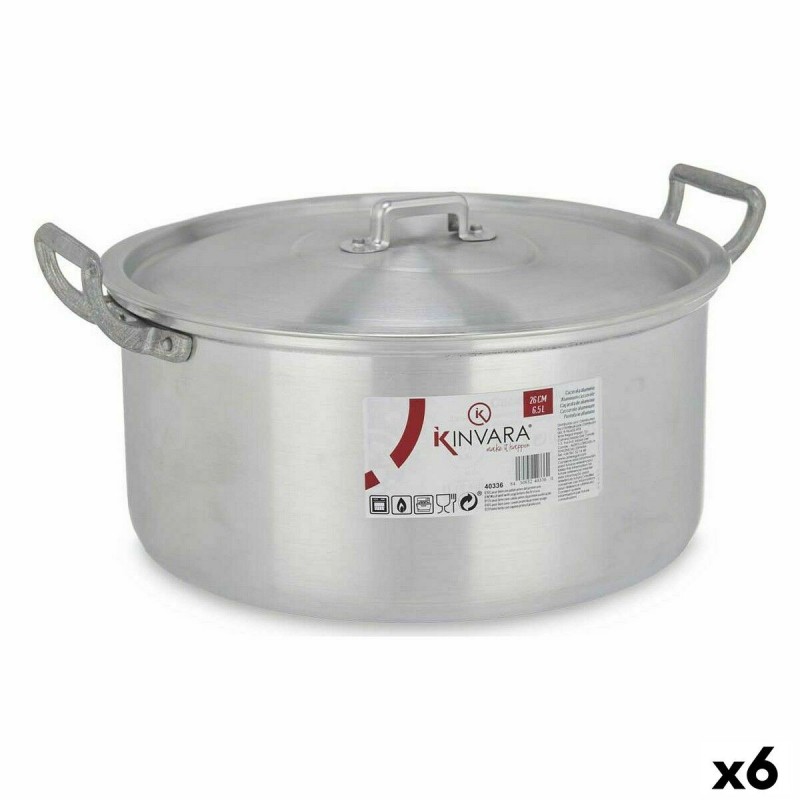 Casseruola con coperchio Kinvara 100008 Argentato 6,5 L 35 x 16 x 28 cm (6 Unità)