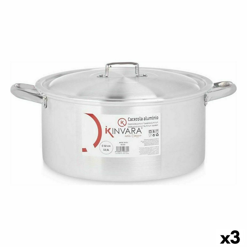 Casseruola con coperchio Kinvara 100011 Argentato 12,5 L (3 Unità)