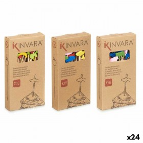 Set di Spiedini per Barbecue Kinvara 47527 Bambù 2,5 x 0,4 x 12,5 cm Bastoncino Decorato (24 Unità)