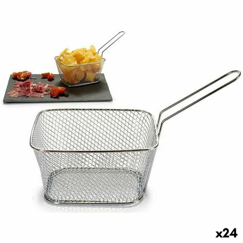 Cestino per Servire Aperitivi Kinvara 50687 Argentato Ferro 24 x 13 x 11 cm (24 Unità)