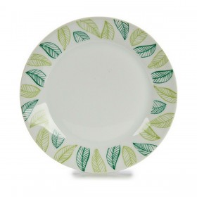 Piatto da Dolce Fogli Bianco Verde Ø 19 cm Porcellana (10 Unità)
