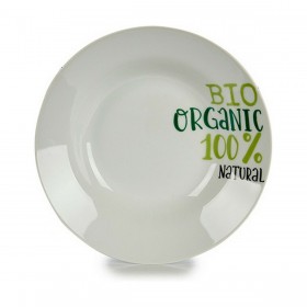 Piatto Fondo Organic Bianco Verde Ø 20,6 cm Porcellana (10 Unità)