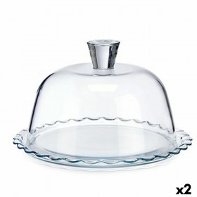 Porta torta Pasabahce Petite Patisserie Trasparente Vetro 26,4 x 15,5 x 26,4 cm Onde (2 Unità)