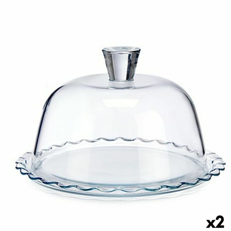 Porta torta Pasabahce Petite Patisserie Trasparente Vetro 26,4 x 15,5 x 26,4 cm Onde (2 Unità)