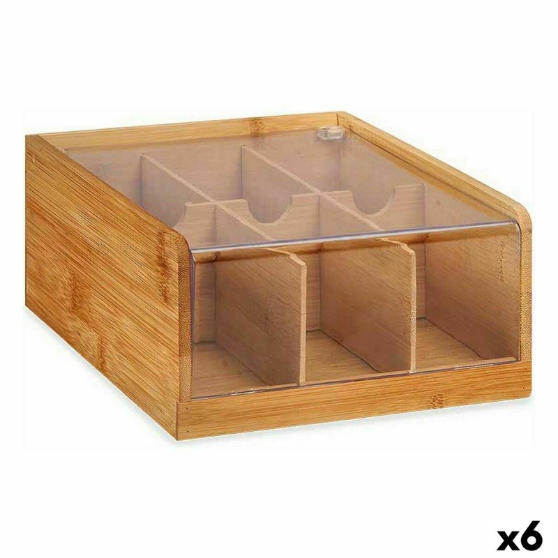 Scatola per Infusioni Kinvara JWKW-4344 Marrone Bambù 22 x 10 x 20,5 cm Tè (6 Unità)
