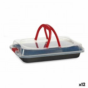 Porta torta Kinvara CK34740 Nero Rosso Ferro 36,5 x 24 x 7,5 cm Con coperchio (12 Unità)