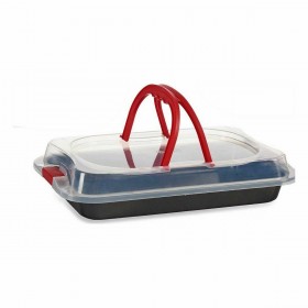 Porta torta Kinvara CK34740 Nero Rosso Ferro 36,5 x 24 x 7,5 cm Con coperchio (12 Unità)