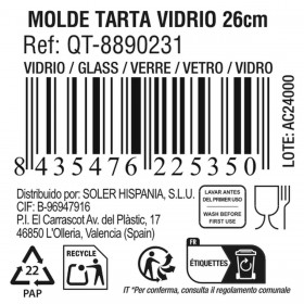 Stampo per Torte Quttin 63075 Vetro ø 26,2 x 5,8 cm