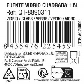 Teglia da Cucina Quttin 63081 1,6 L Vetro 25 x 21,9 x 5 cm