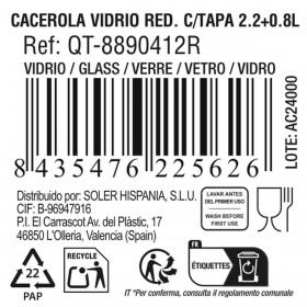 Casseruola con coperchio Quttin Vetro (2,2 + 0,8 L)