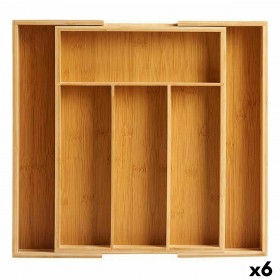 Vassoio Portaposate Kinvara JWKW-3714/1 Marrone Bambù Scomparto adattabile Estensibile (6 Unità)