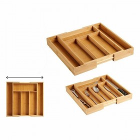 Vassoio Portaposate Kinvara JWKW-3714/1 Marrone Bambù Scomparto adattabile Estensibile (6 Unità)