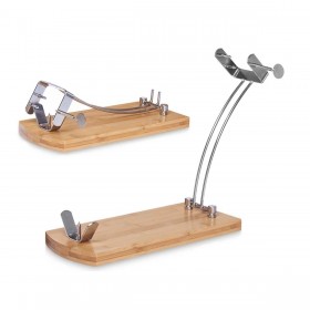 Porta Prosciutto di Legno Kinvara JWHH-3014 Naturale Metallo Bambù 47 x 16,5 x 36 cm