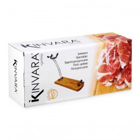 Porta Prosciutto di Legno Kinvara JWHH-3014 Naturale Metallo Bambù 47 x 16,5 x 36 cm