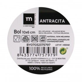 Ciotola per Aperitivi La Mediterránea Melammina Antracite 10 x 10 x 6 cm (24 Unità)